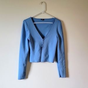 Express body contour baby blue cardigan with buttons size large